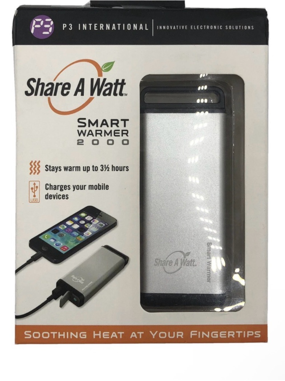 Smart Warmer 2000 Portable Hand Warmer & Charger - Silver